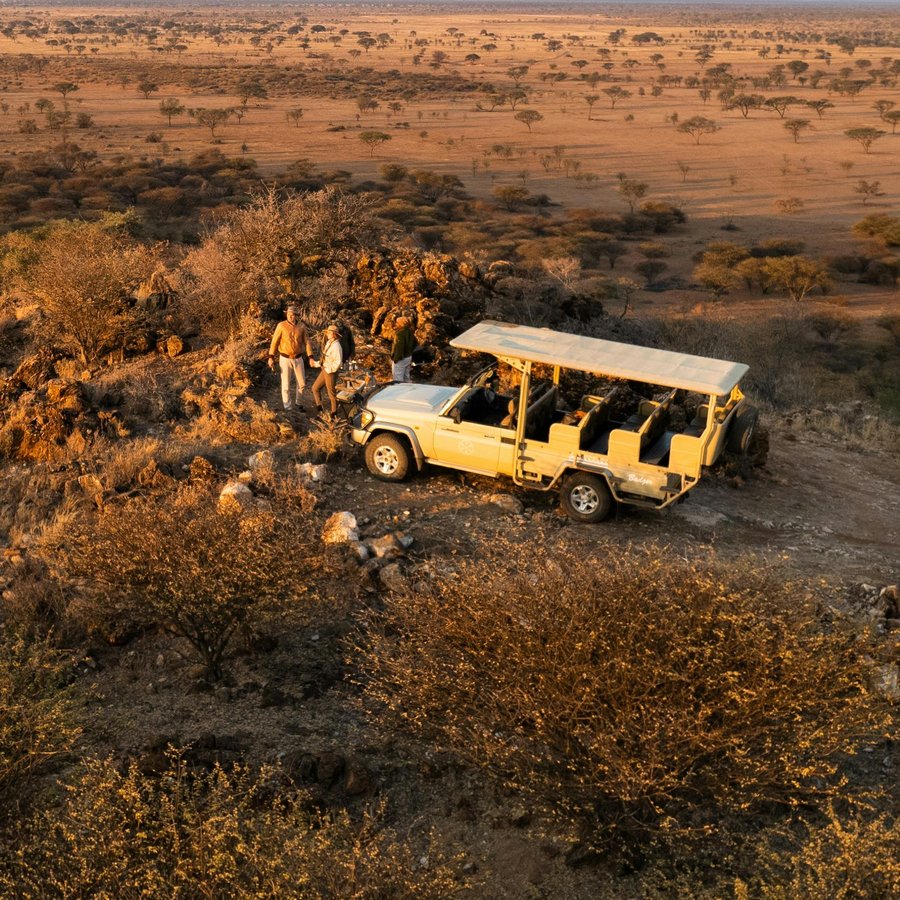 Traveler on dusty road